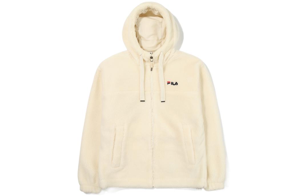 FILA Classic Logo Print Beige Zip-Up Hoodie Jacket Unisex FS2PLE4102X-CRM