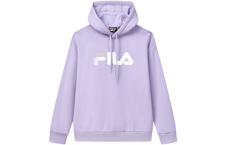 FILA Classic Loose Fit Logo Lavender Fleece Hoodie Unisex Casual Sweatshirt F51U248298F-PR