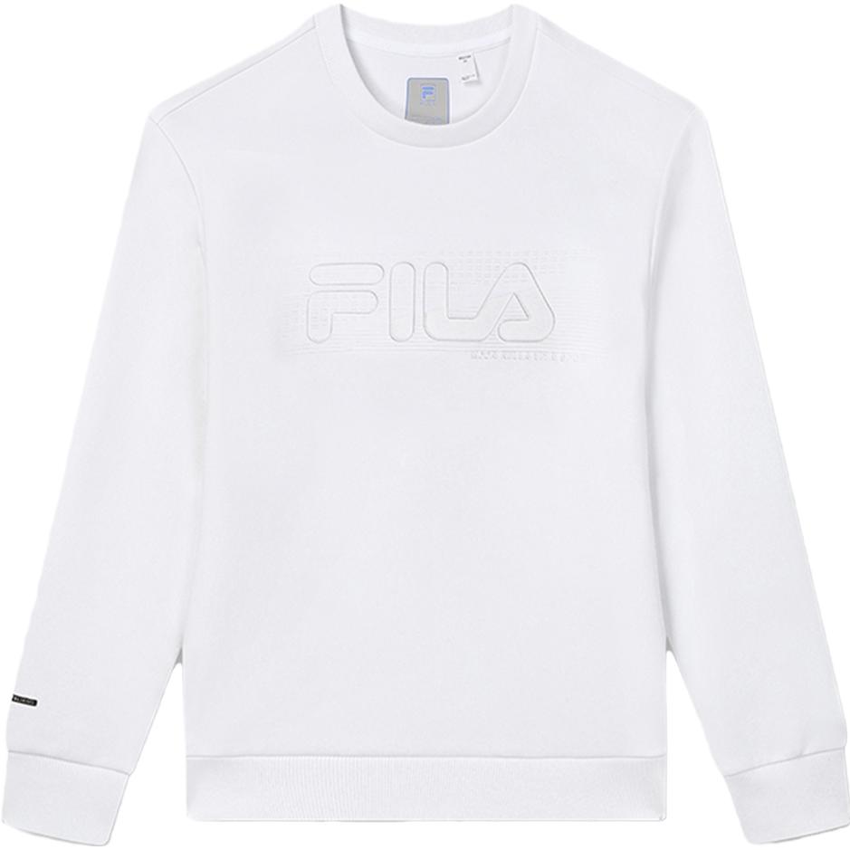 FILA Classic White Knit Pullover Casual Crewneck Sweatshirt - Autumn Edition F11M332201F-WT