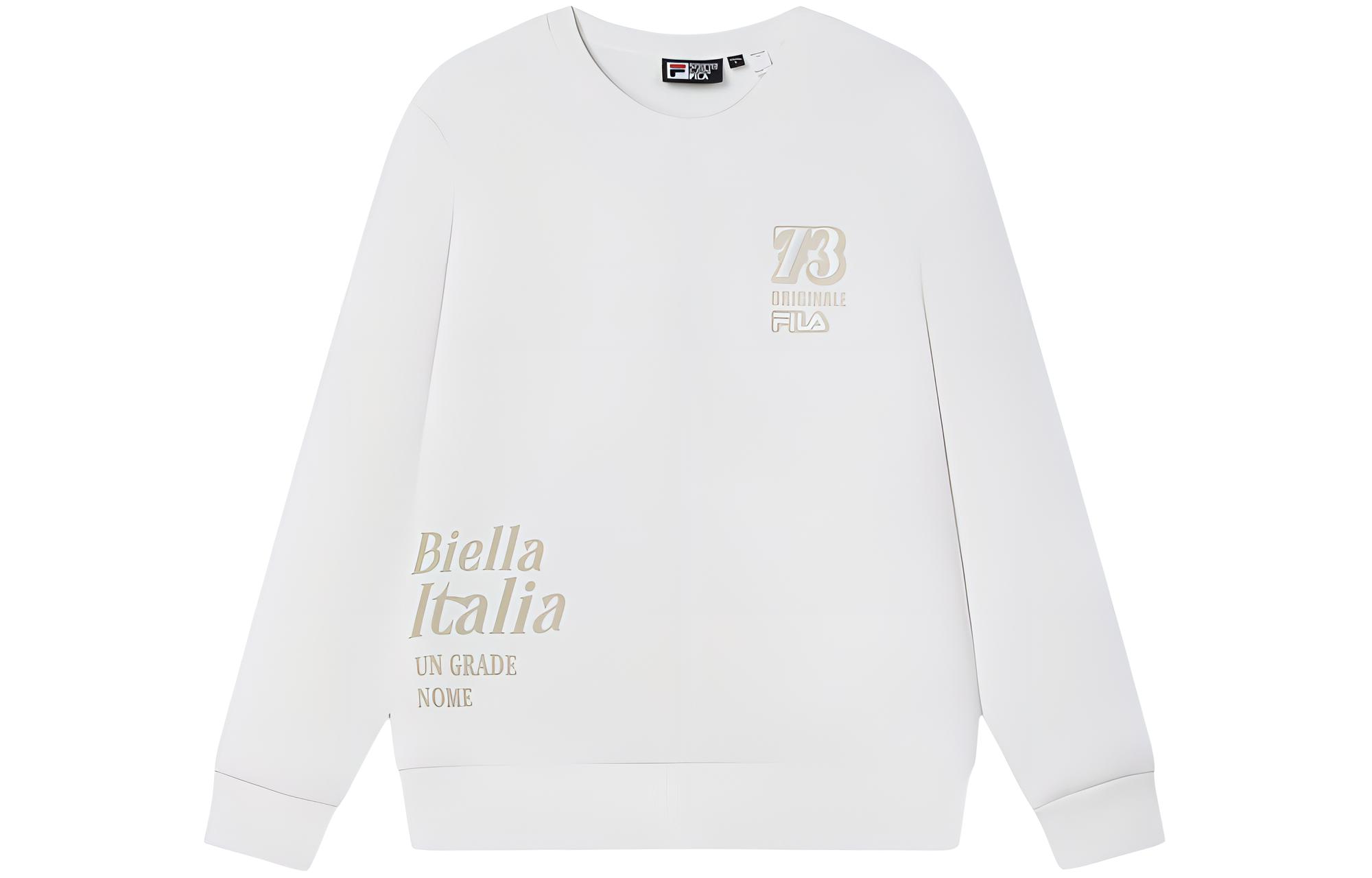 FILA Cloud White Crewneck Sweatshirt with Letter Print F11M419202F-WT