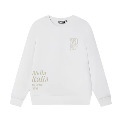 FILA Cloud White Crewneck Sweatshirt with Letter Print F11M419202F-WT
