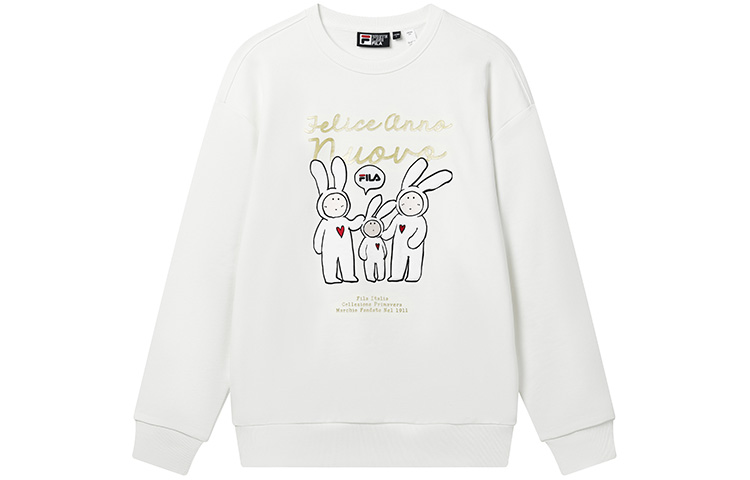 FILA CNY Bu Er Bunny Crewneck Sweatshirt Unisex Cloud Mushroom White F11U319202F-WT