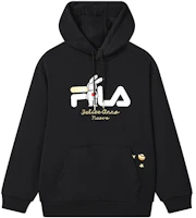 FILA CNY Bunny Collaboration Logo Print Black Relaxed Fit Hoodie Unisex F11U319205F-BK FILA CNY Bunny Collaboration Logo Print Black Relaxed Fit Hoodie Unisex F11U319205F-BK