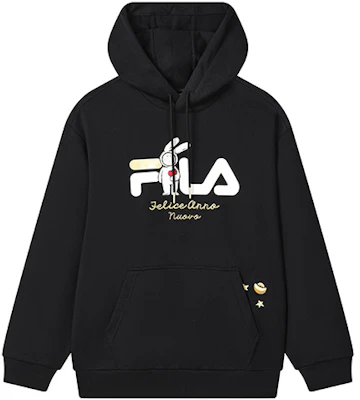 FILA CNY Bunny Collaboration Logo Print Black Relaxed Fit Hoodie Unisex F11U319205F-BK Buy FILA CNY Bunny Collaboration Logo Print Black Relaxed Fit Hoodie Unisex F11U319205F-BK
