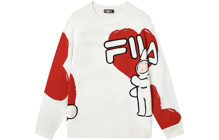 Order FILA 旧正月 バニー セーター ユニセックス カートゥーン ニット クルーネック ホワイト. F11U319401F-WT
