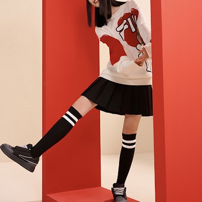 FILA CNY Bunny Sweater Unisex Cartoon Knit Crewneck Cloud White. F11U319401F-WT Shop FILA CNY Bunny Sweater Unisex Cartoon Knit Crewneck Cloud White. F11U319401F-WT