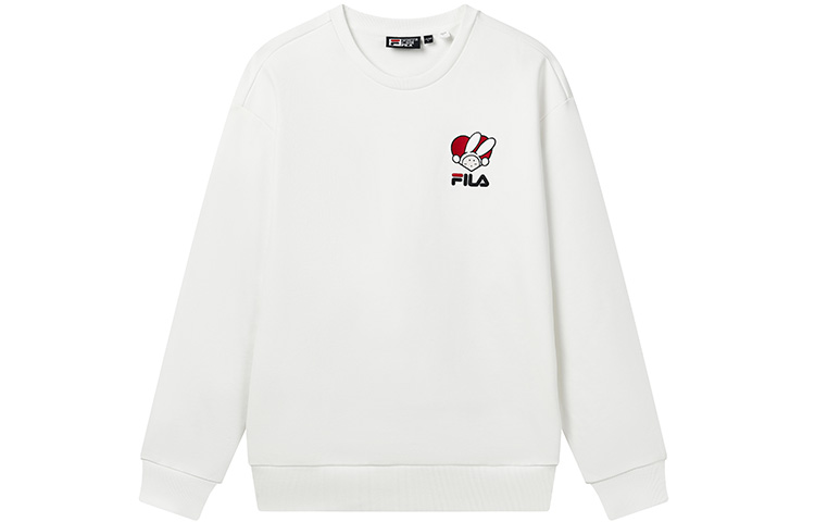 FILA CNY Rabbit Collab Embroidered Logo Unisex White Crewneck Sweatshirt F11U319207F-WT