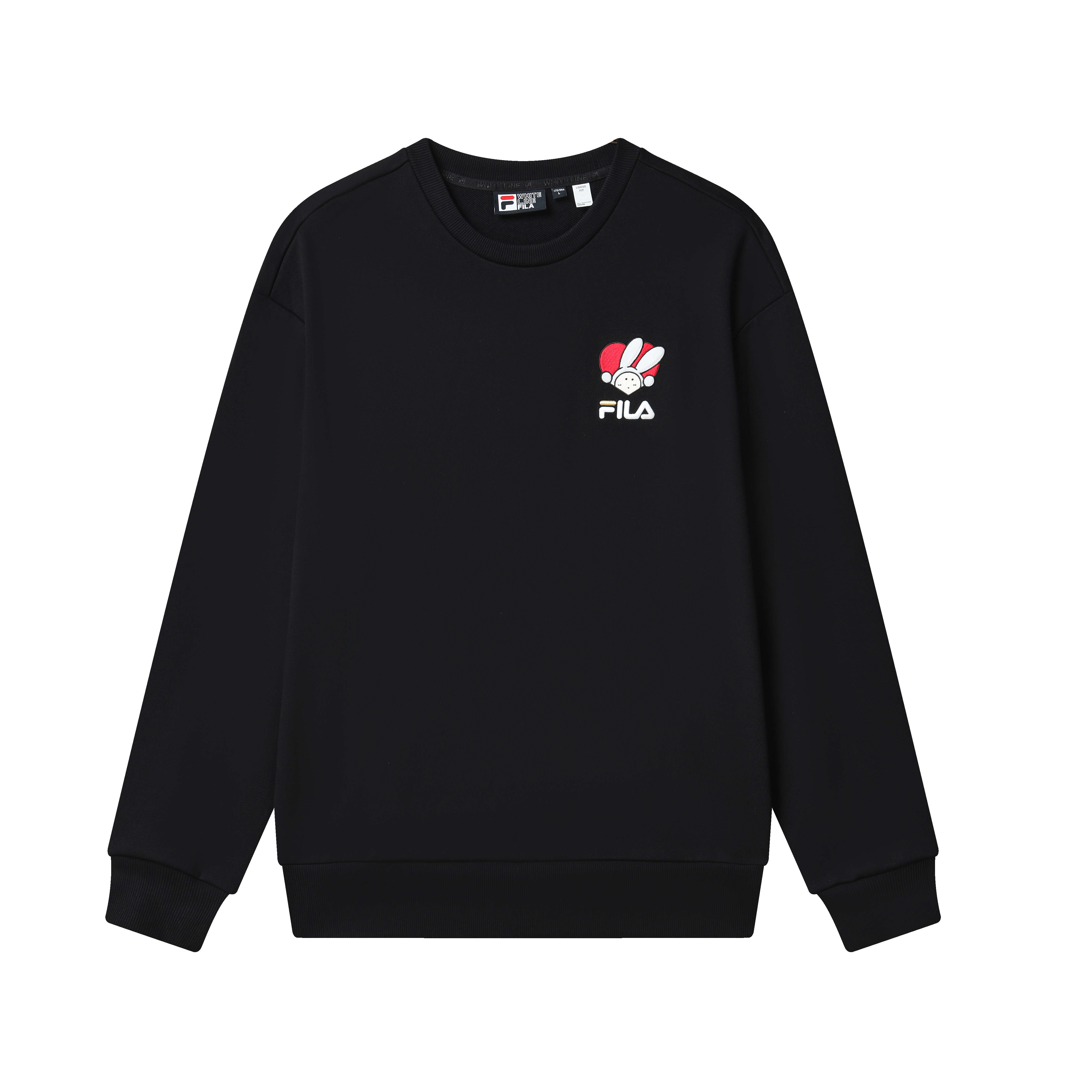 FILA CNY Unrivaled Bunny Logo Black Crewneck Sweatshirt - Unisex Casual Fit F11U319207F-BK