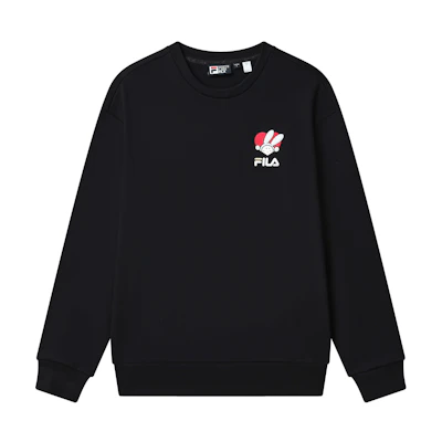 FILA CNY Unrivaled Bunny Logo Black Crewneck Sweatshirt - Unisex Casual Fit F11U319207F-BK