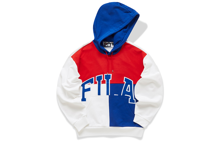 FILA Color-Block Pullover Hoodie in Legendary Red T11M042235FRD