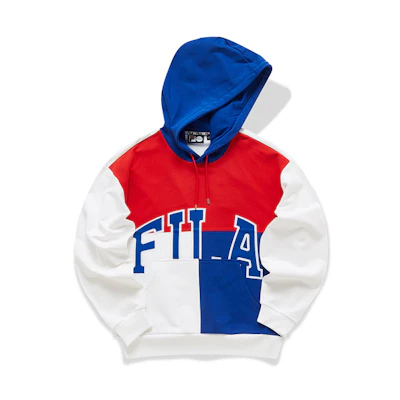 FILA Color-Block Pullover Hoodie in Legendary Red T11M042235FRD