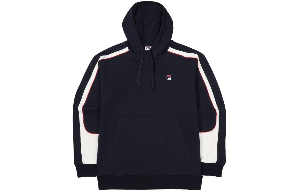 FILA Color Block Logo Embroidered Hoodie Unisex - Dark Blue FS2POF3394X-INA