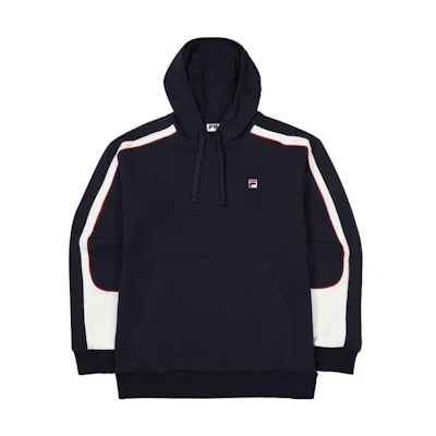 FILA Color Block Logo Embroidered Hoodie Unisex - Dark Blue FS2POF3394X-INA