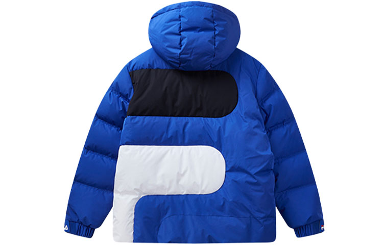 FILA Colorblock Big Logo Hooded Down Jacket Winter - Cobalt Blue F51M148920FBU