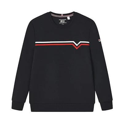 FILA Colorblock Crewneck Knit Pullover Sweatshirt - Legend Blue F11M241203F-NV