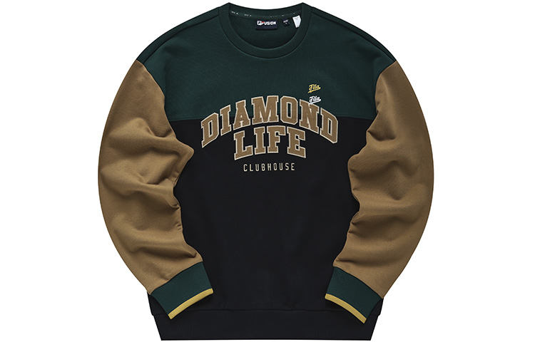 FILA Colorblock Crewneck Long-Sleeve Casual Sweatshirt - Deep Black T11M242209F-BK