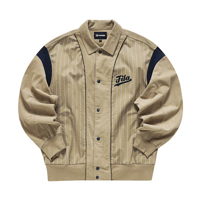 FILA Colorblock Embroidered Logo Long-Sleeve Jacket in Mud Khaki T11M312701F-DK