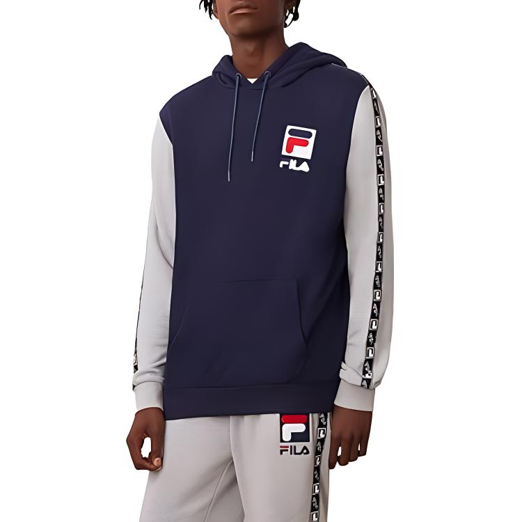 FILA Colorblock Graphic Print Hoodie Blue LM935399-410