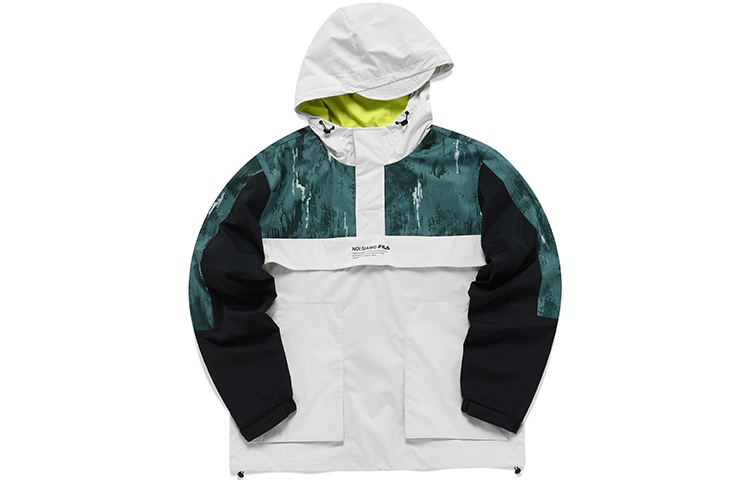 FILA Colorblock Half-Zip Hooded Logo Jacket in Black T11M141702F-BK