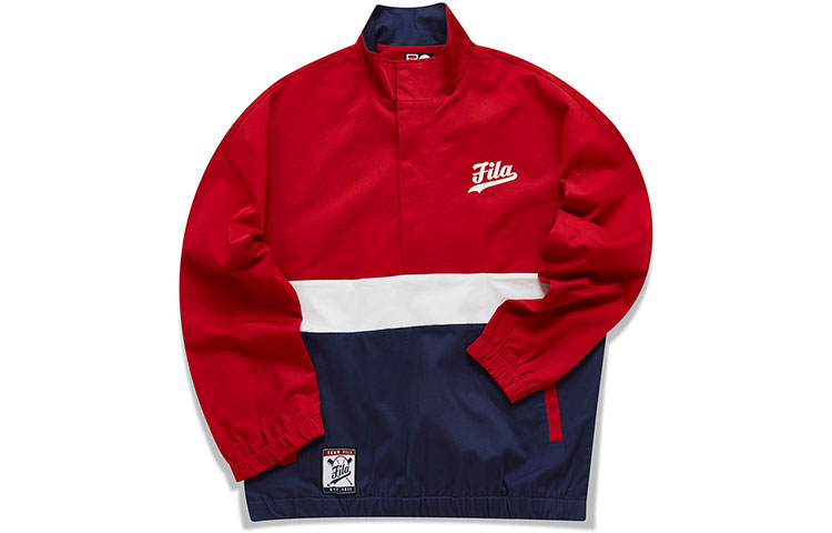 FILA Colorblock Half-Zip Loose Jacket Unisex - Dark Red T11U042701F-RD