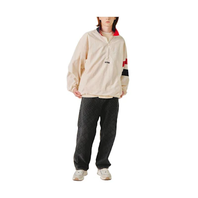 FILA Colorblock Half-Zip Stand Collar Jacket Khaki Unisex FE2JKE5105X-CRM