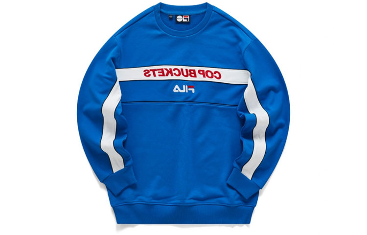 FILA Colorblock Knit Pullover Sweatshirt Blue - T11M042233F-BU