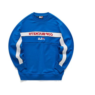 FILA Colorblock Knit Pullover Sweatshirt Blue - T11M042233F-BU