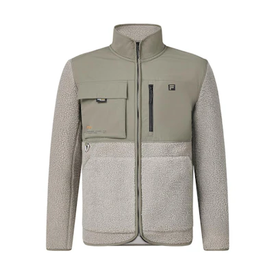 FILA Colorblock Knit Utility Jacket with Stand Collar and Multiple Pockets A11M347503F-BN