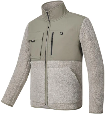 FILA拼色针织多口袋实用夹克立领外套 A11M347503F-BN Shop FILA拼色针织多口袋实用夹克立领外套 A11M347503F-BN