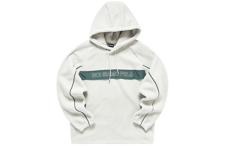 FILA Colorblock Letter Embroidered Sherpa Sweatshirt Lactose for Men T11M316202F-BG