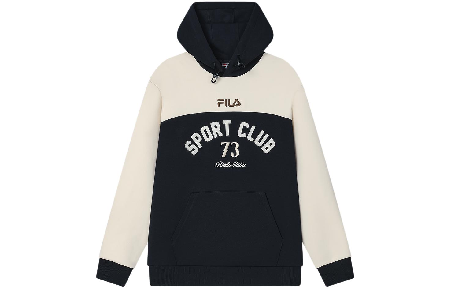 FILA Colorblock Letter Print Hoodie Casual Sweatshirt - Legend Blue F11M419201F-NV