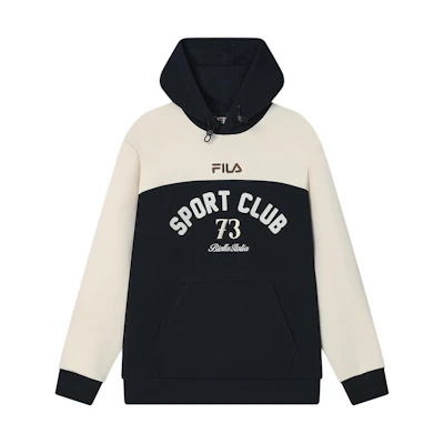 FILA Colorblock Letter Print Hoodie Casual Sweatshirt - Legend Blue F11M419201F-NV