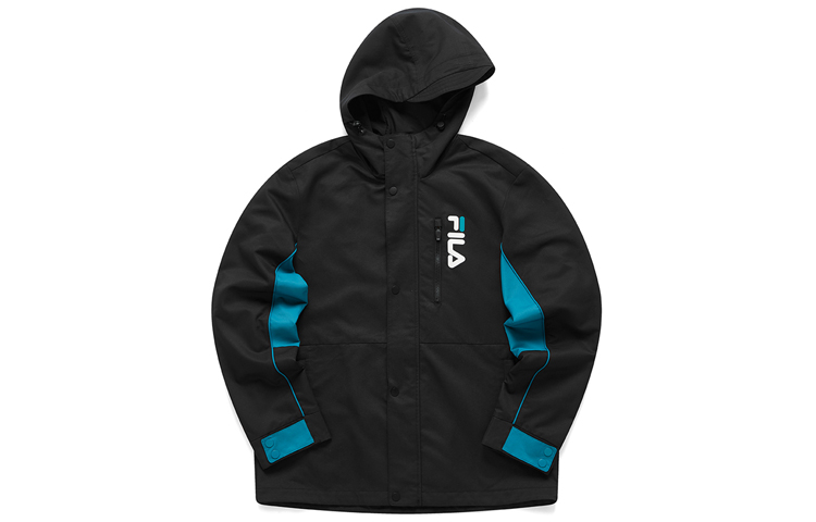 FILA Colorblock Letter Print Hoodie Jacket - Black T11M113505F-BK