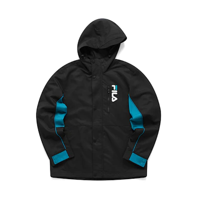 FILA Colorblock Letter Print Hoodie Jacket - Black T11M113505F-BK