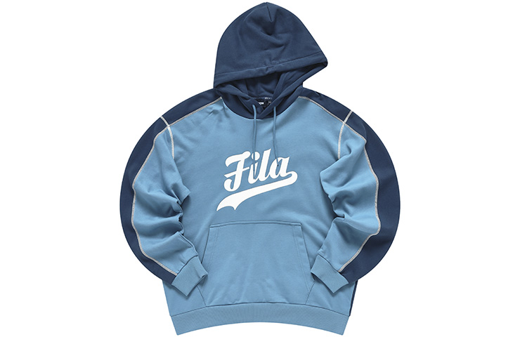 FILA Colorblock Letter Print Knit Sweatshirt Dark Teal Blue T11M312202F-DB
