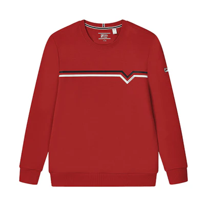 FILA Colorblock Letter Pullover Sweatshirt Legendary Red F11M241203FRD