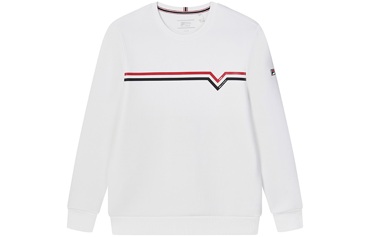 FILA Colorblock Letter Pullover Sweatshirt Men’s Casual Standard White F11M241203FWT