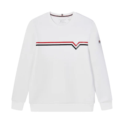 FILA Colorblock Letter Pullover Sweatshirt Men’s Casual Standard White F11M241203FWT
