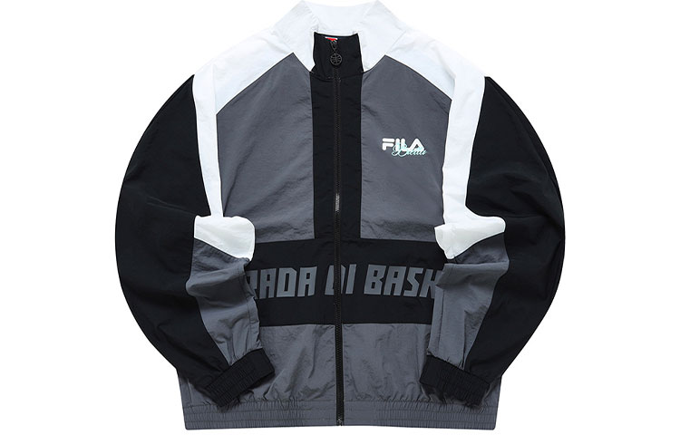 FILA Colorblock Lettering Loose Fit Jacket - Dark Iron Gray T11M225701FDY