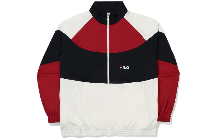 FILA Colorblock Logo Embroidered Stand Collar Workwear Jacket Unisex White FS2JKE3102X-OWH