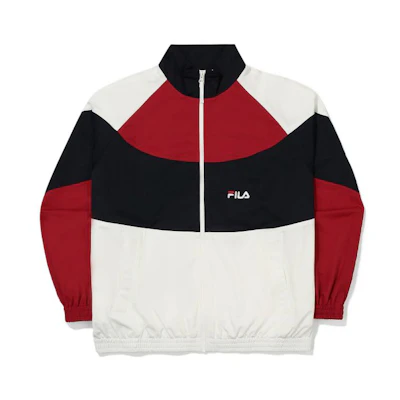 FILA Colorblock Logo Embroidered Stand Collar Workwear Jacket Unisex White FS2JKE3102X-OWH