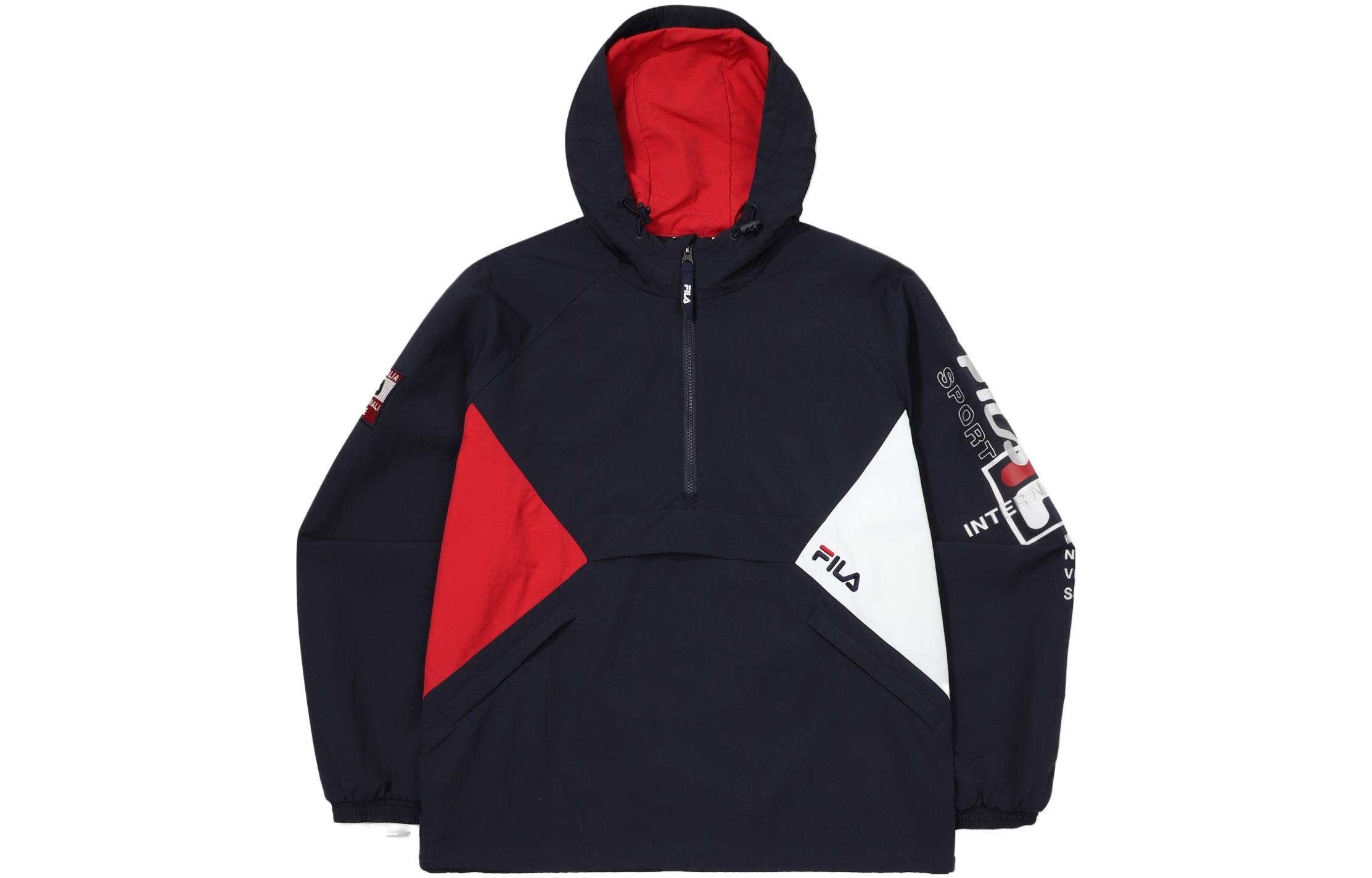 FILA Colorblock Logo Half-Zip Hoodie Jacket Unisex - Dark Blue FS2JKF2112X-INA