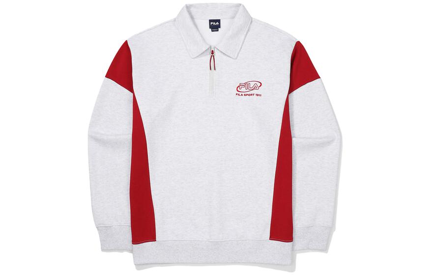 FILA Colorblock Logo Half-Zip Sweatshirt Unisex White FS2POF3107X-WTM