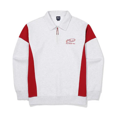 FILA Colorblock Logo Half-Zip Sweatshirt Unisex White FS2POF3107X-WTM