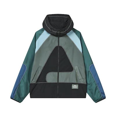 FILA Colorblock Logo Hooded Woven Jacket Autumn Iron Gray. F11M239704F-DY
