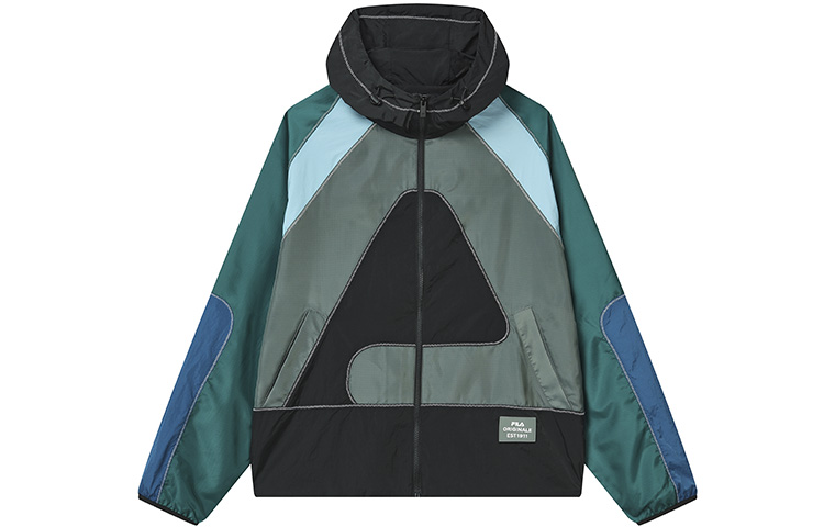 Order FILA Colorblock Logo Hooded Woven Jacket  Autumn Iron Gray. F11M239704F-DY