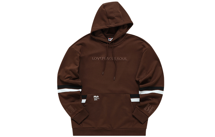 FILA Colorblock Logo Hoodie Loose Fit - Rain Goose Brown T11M145207F-DR