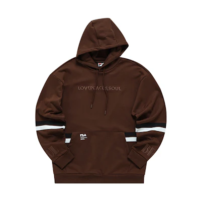 FILA Colorblock Logo Hoodie Loose Fit - Rain Goose Brown T11M145207F-DR