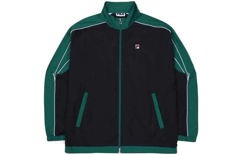 FILA Colorblock Logo Print High-Neck Zip-Up Jacket Unisex Green FS2JKF3391XINA
