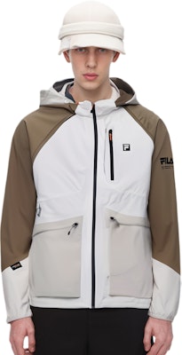 FILA Colorblock Logo Print Hooded Sports Woven Jacket Malt Ball. A11M417704F-BN Purchase FILA Colorblock Logo Print Hooded Sports Woven Jacket Malt Ball. A11M417704F-BN